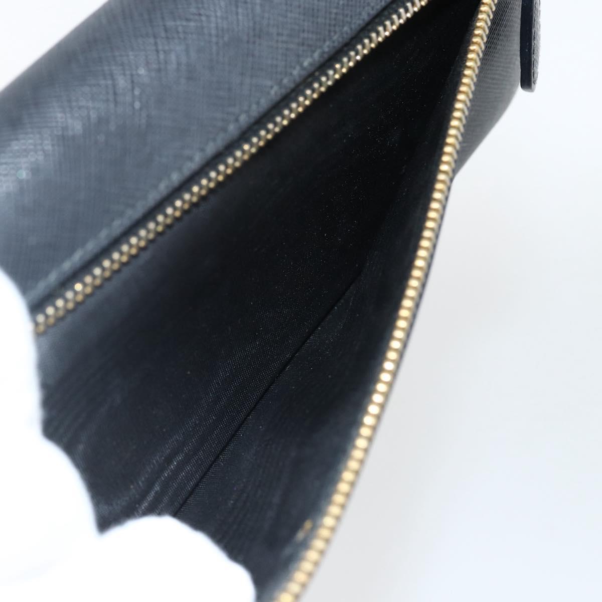 PRADA Long Wallet Safiano leather Black Gold Auth bs33777