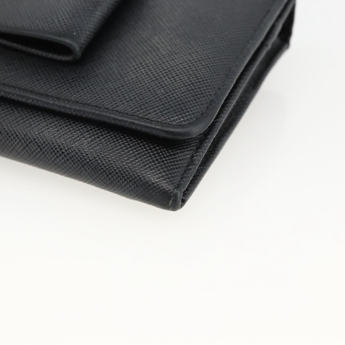 PRADA Long Wallet Safiano leather Black Gold Auth bs33777