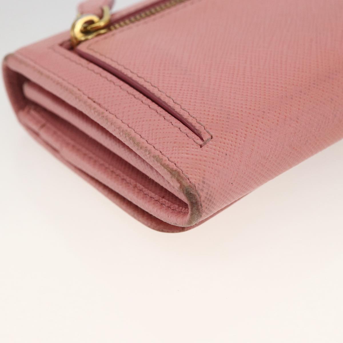 PRADA Long Wallet Safiano leather Pink Gold Auth bs33779