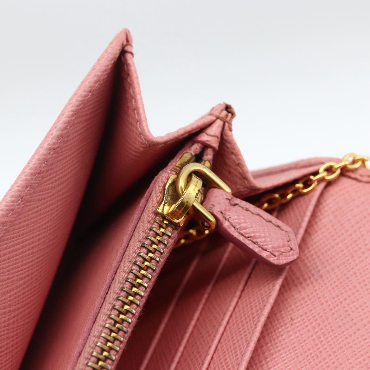 PRADA Long Wallet Safiano leather Pink Gold Auth bs33779