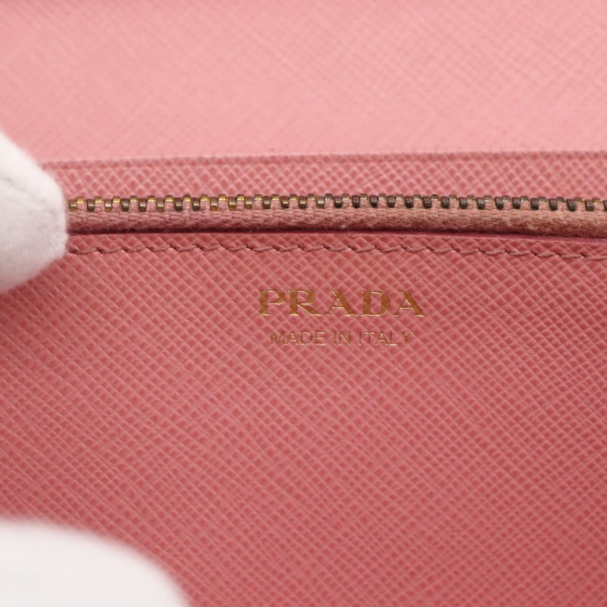 PRADA Long Wallet Safiano leather Pink Gold Auth bs33779