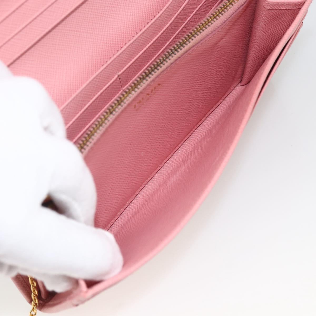 PRADA Long Wallet Safiano leather Pink Gold Auth bs33779