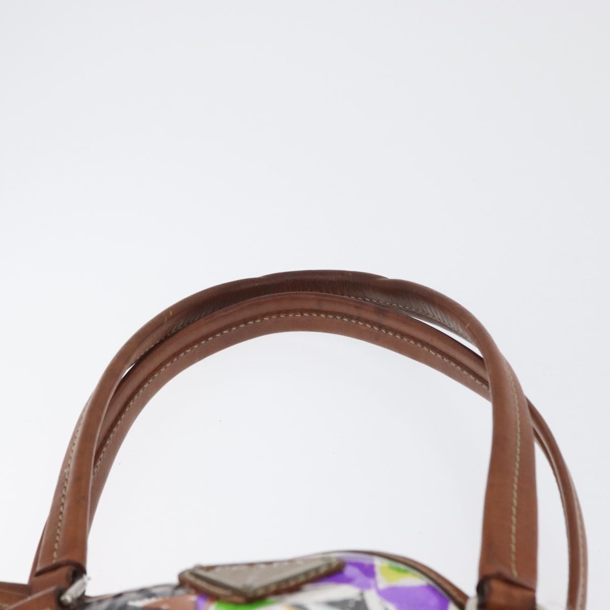 PRADA Tote Bag Vinyl Multicolor Silver Auth bs33781