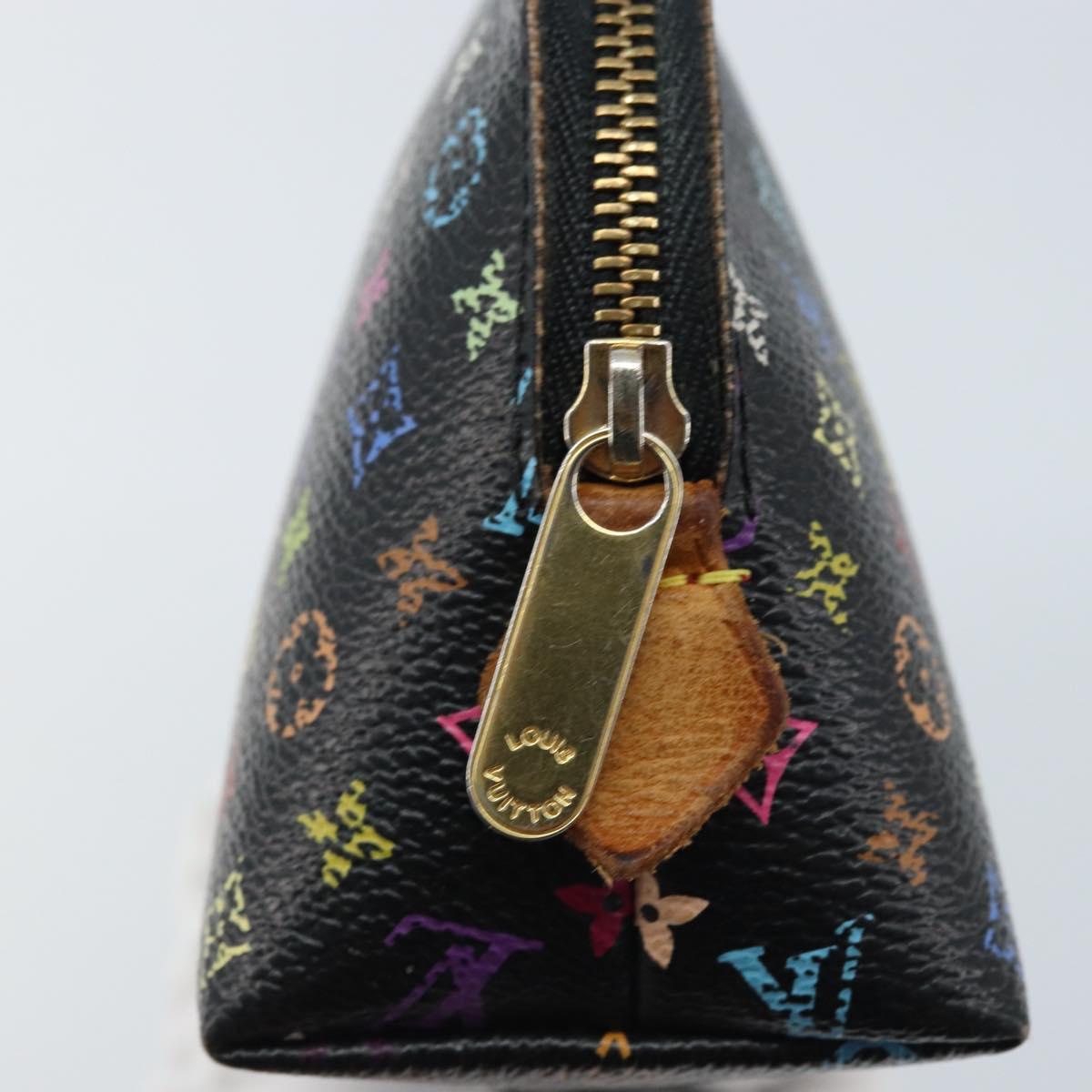 LOUIS VUITTON Multicolor Pochette Cosmetic Pouch Black M47355 LV Auth bs33786