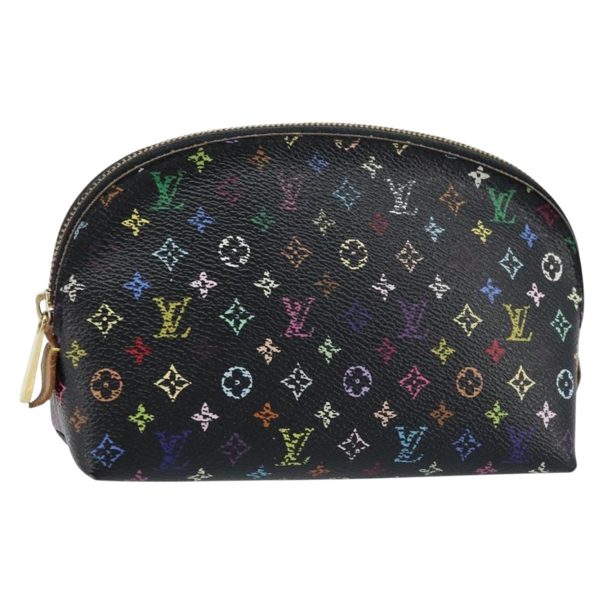 LOUIS VUITTON Multicolor Pochette Cosmetic Pouch Black M47355 LV Auth bs33786