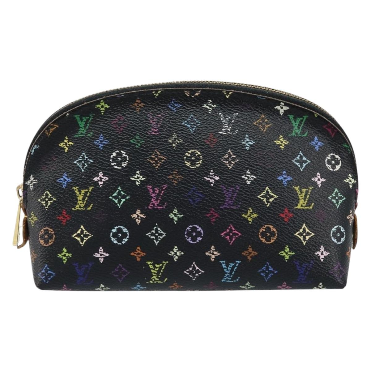 LOUIS VUITTON Multicolor Pochette Cosmetic Pouch Black M47355 LV Auth bs33786