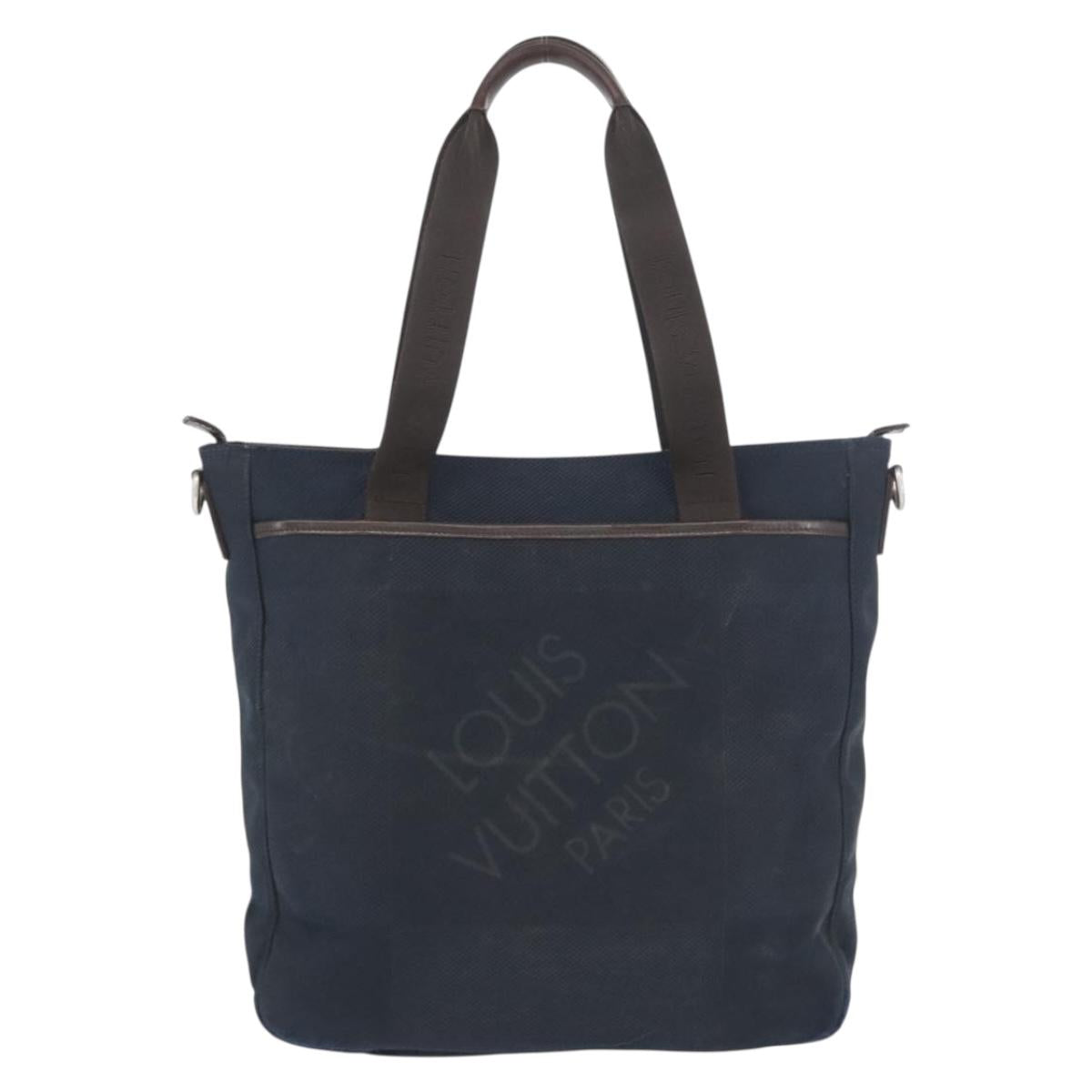 LOUIS VUITTON Damier Geant John Gruer Tote Bag Navy N48089 LV Auth bs33788