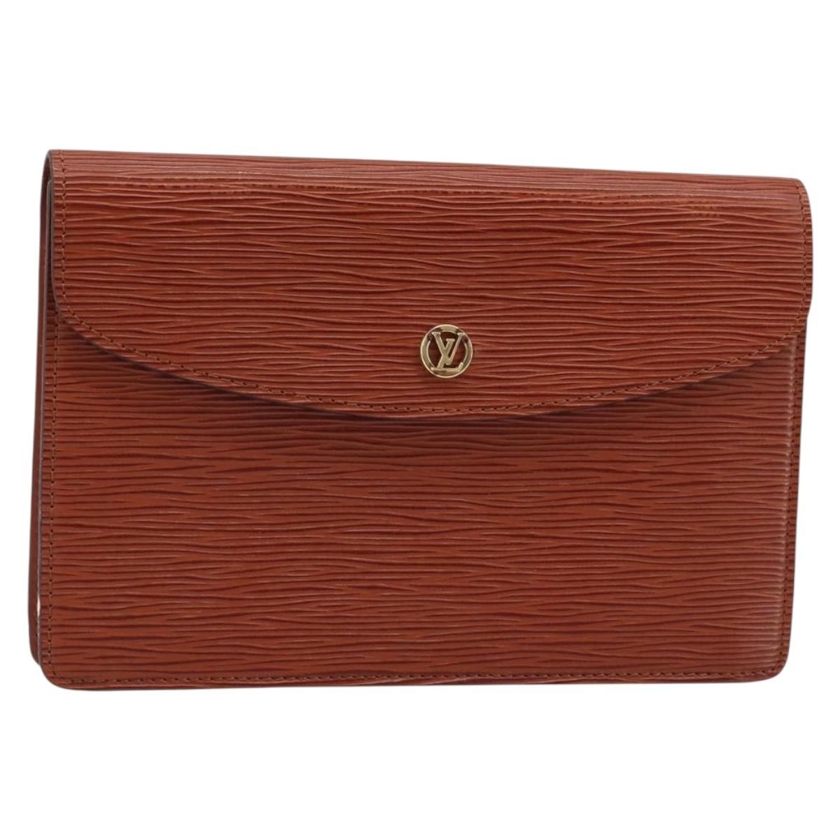 LOUIS VUITTON Epi Montaigne 23 Clutch Bag Brown M52663 LV Auth bs33790