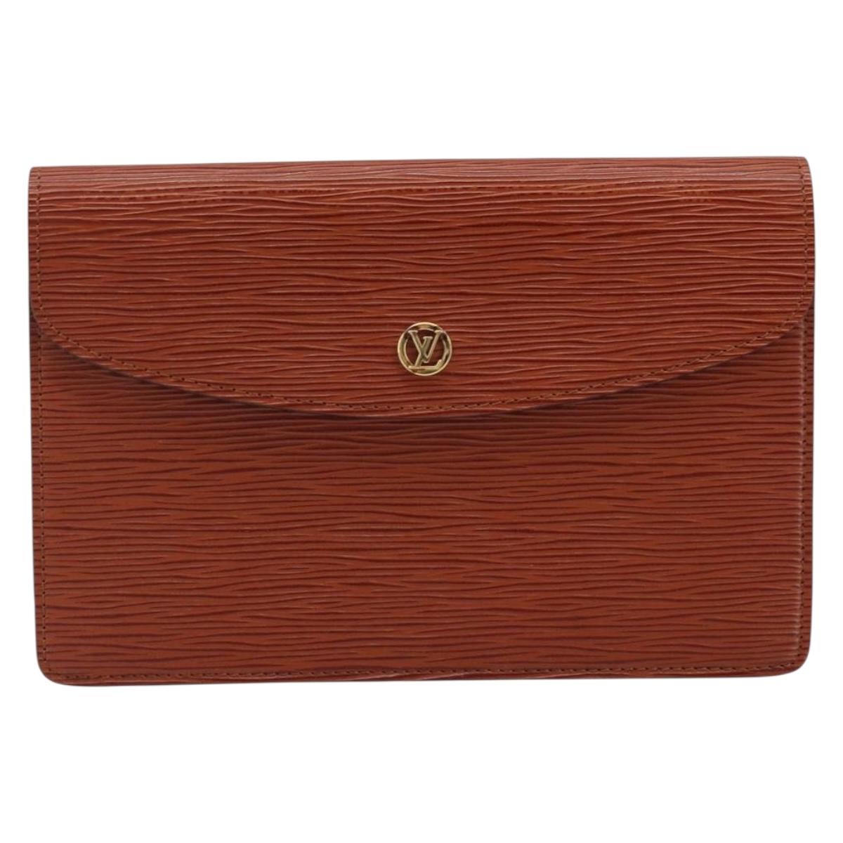 LOUIS VUITTON Epi Montaigne 23 Clutch Bag Brown M52663 LV Auth bs33790