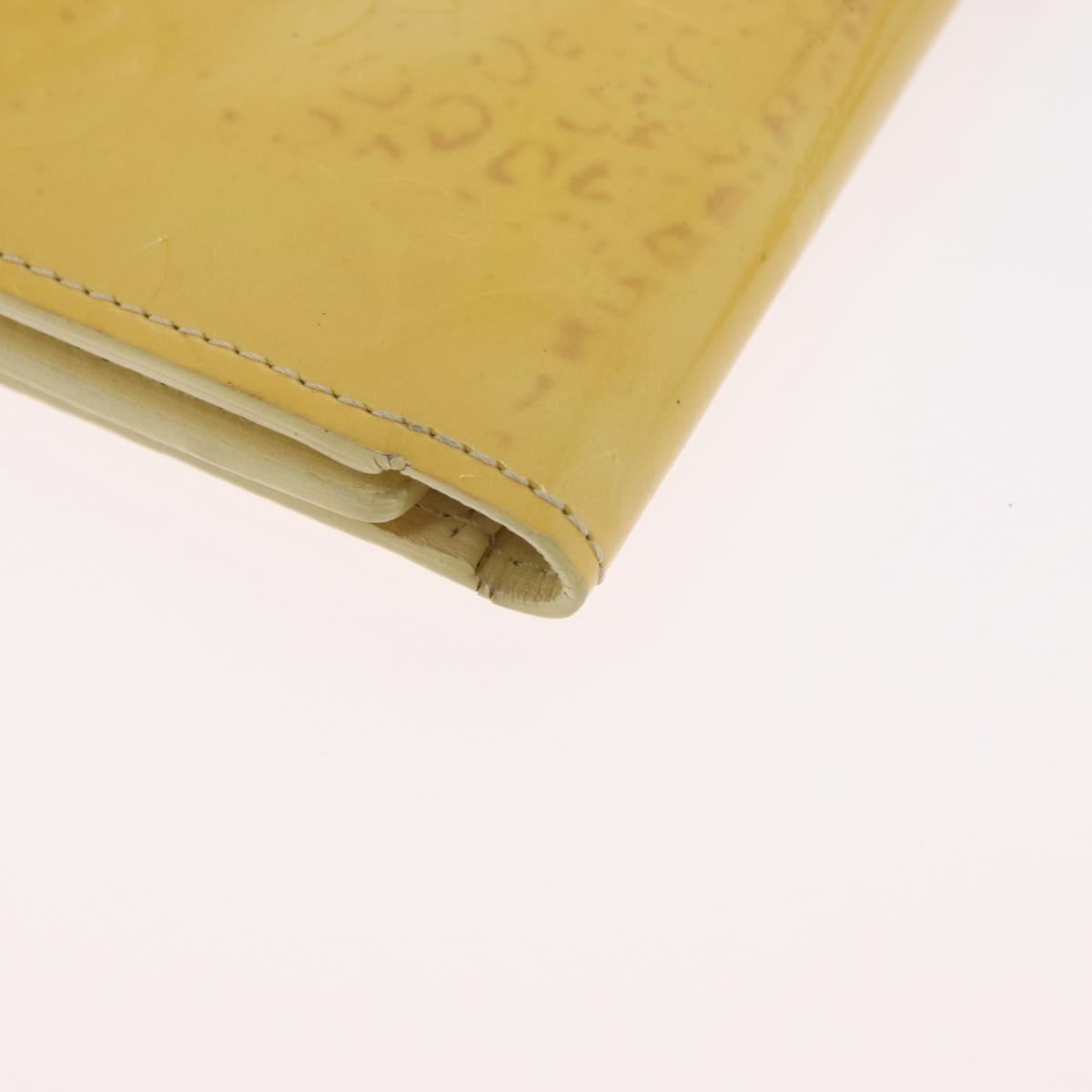 LOUIS VUITTON Monogram Vernis Walker Wallet Lime Yellow M91074 LV Auth bs33793