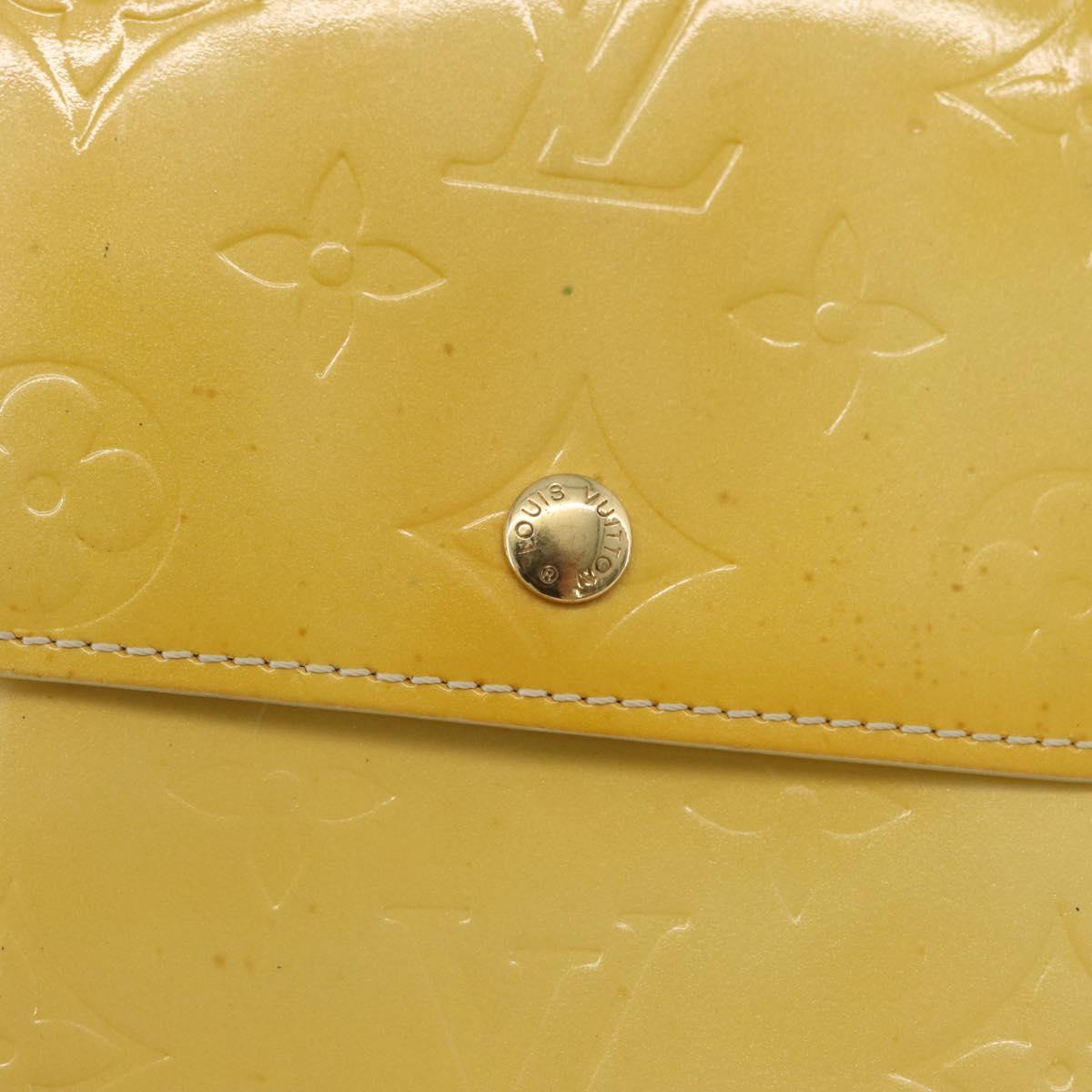 LOUIS VUITTON Monogram Vernis Walker Wallet Lime Yellow M91074 LV Auth bs33793