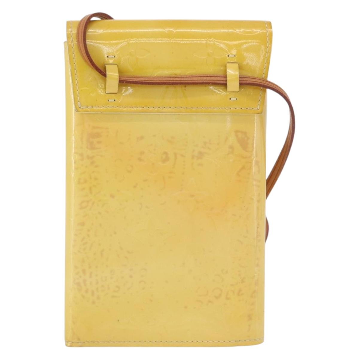 LOUIS VUITTON Monogram Vernis Walker Wallet Lime Yellow M91074 LV Auth bs33793