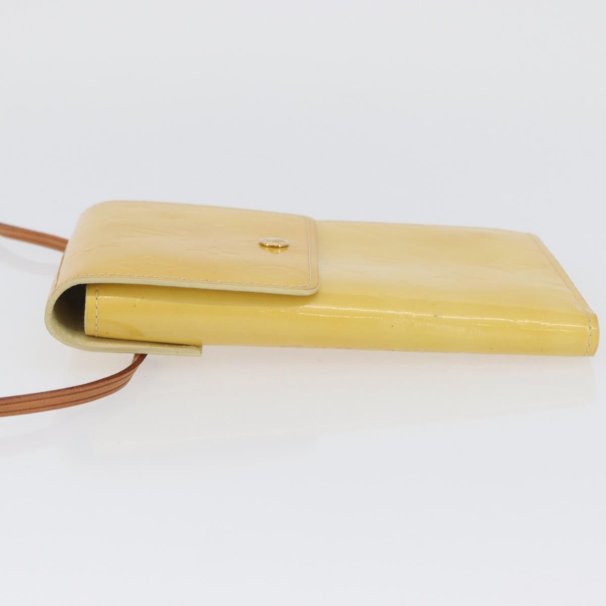 LOUIS VUITTON Monogram Vernis Walker Wallet Lime Yellow M91074 LV Auth bs33793