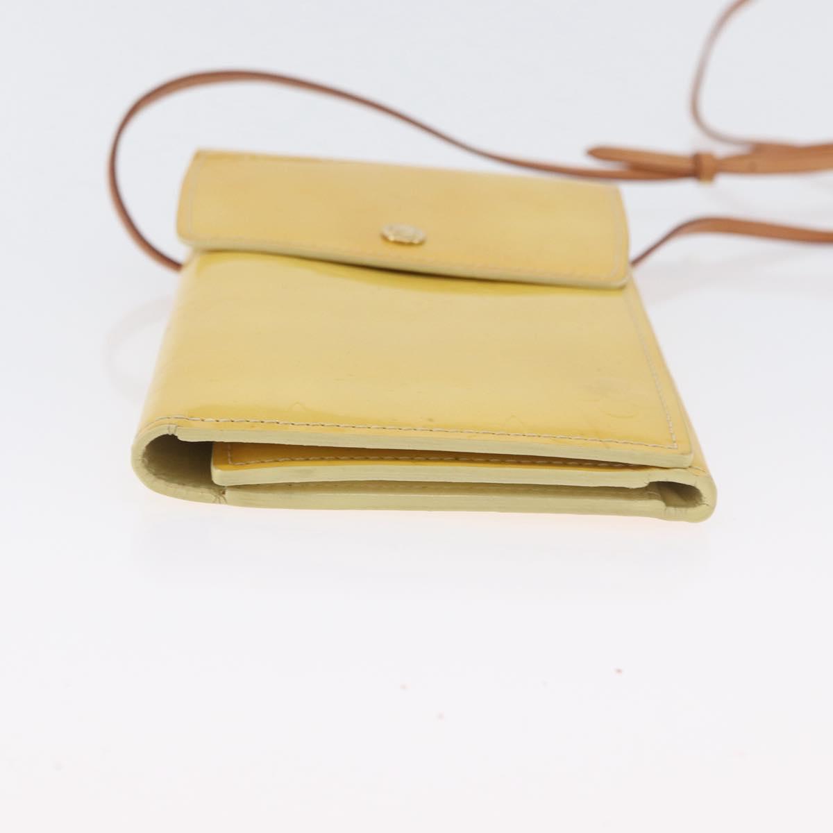 LOUIS VUITTON Monogram Vernis Walker Wallet Lime Yellow M91074 LV Auth bs33793