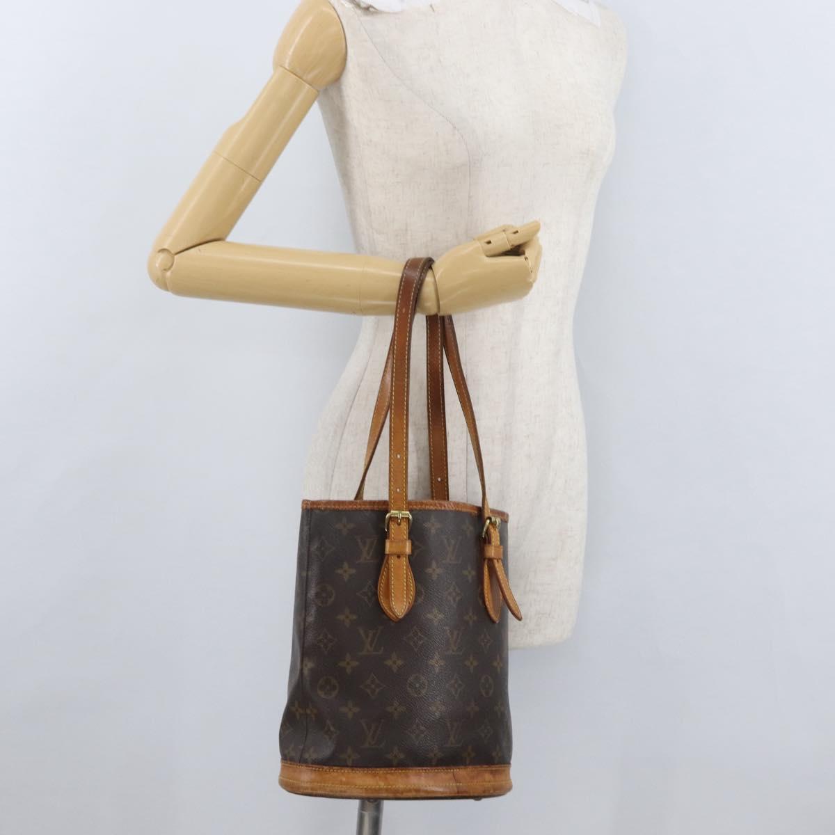 LOUIS VUITTON Monogram Bucket PM Shoulder Bag M42238 LV Auth bs33798