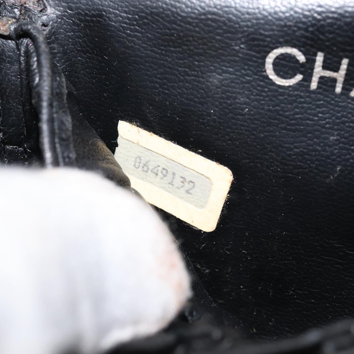CHANEL Bicolore Vanity Hand Bag Leather Black CC Auth bs33805