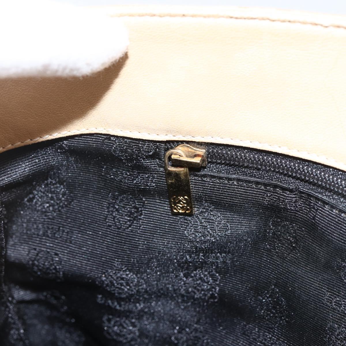 LOEWE Tote Bag Leather Beige Gold Auth bs33808