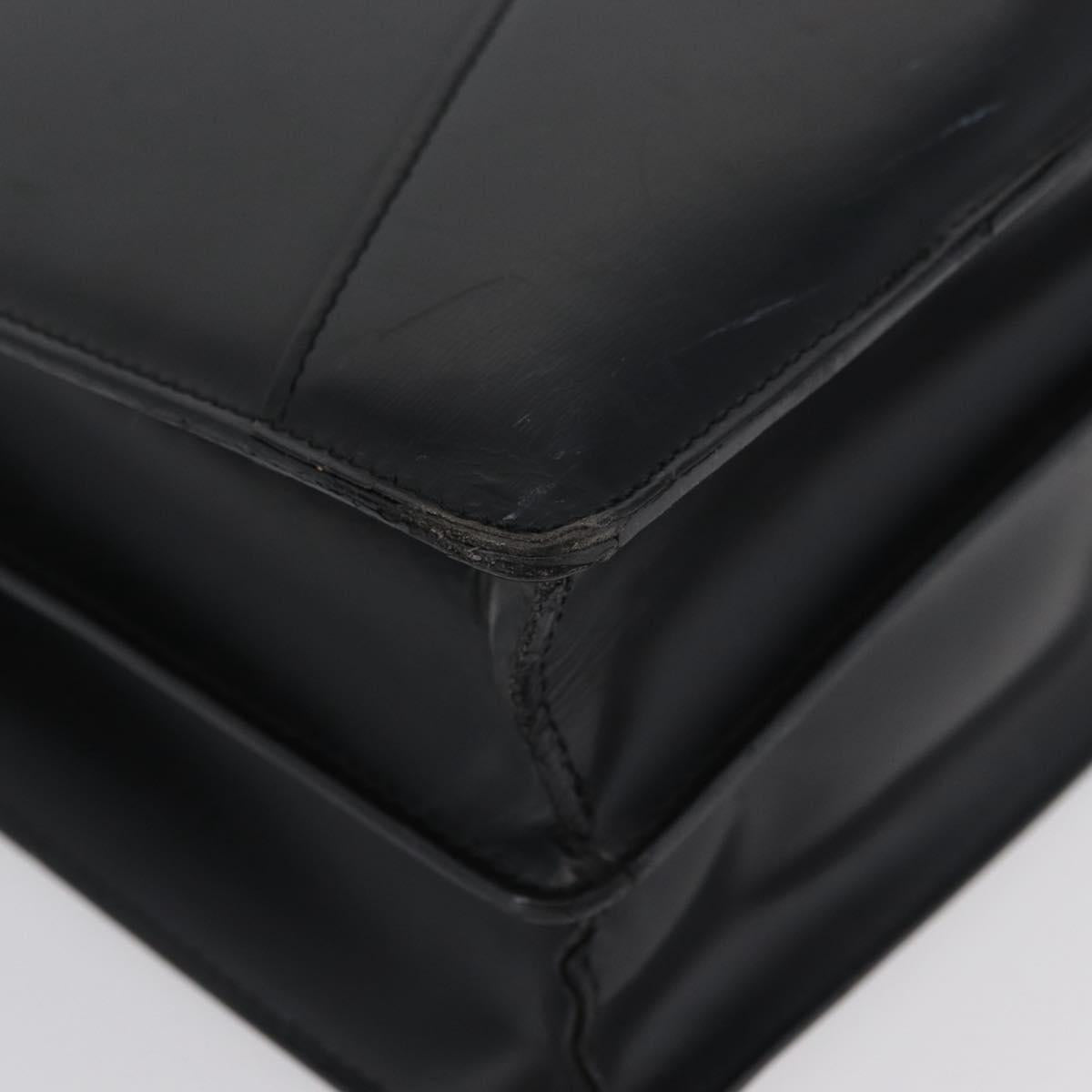 LOEWE Anagram Business Bag Leather Black Silver Auth bs33809
