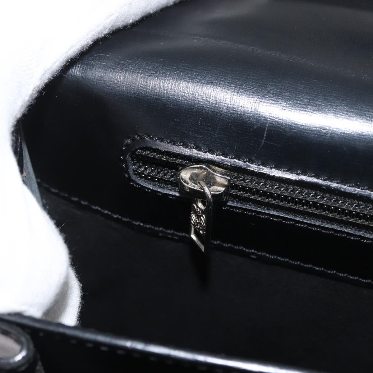 LOEWE Anagram Business Bag Leather Black Silver Auth bs33809