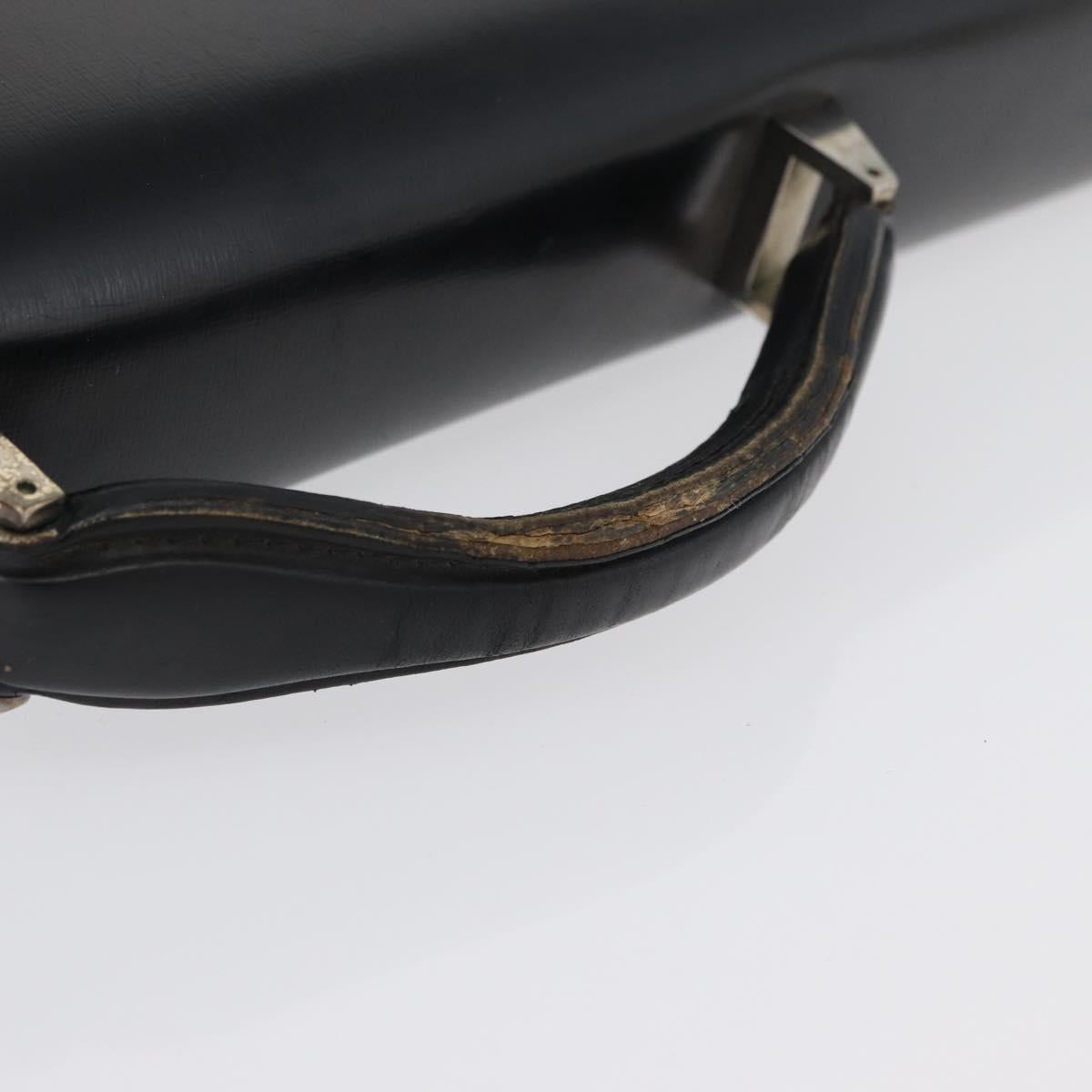 LOEWE Anagram Business Bag Leather Black Silver Auth bs33809
