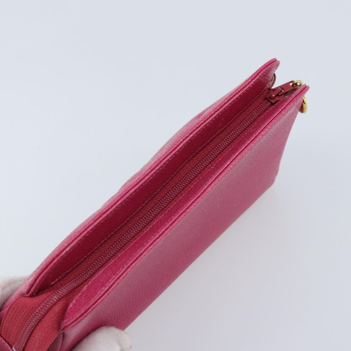 CHANEL COCO Mark Pouch Caviar Skin Pink Gold CC Auth bs33812