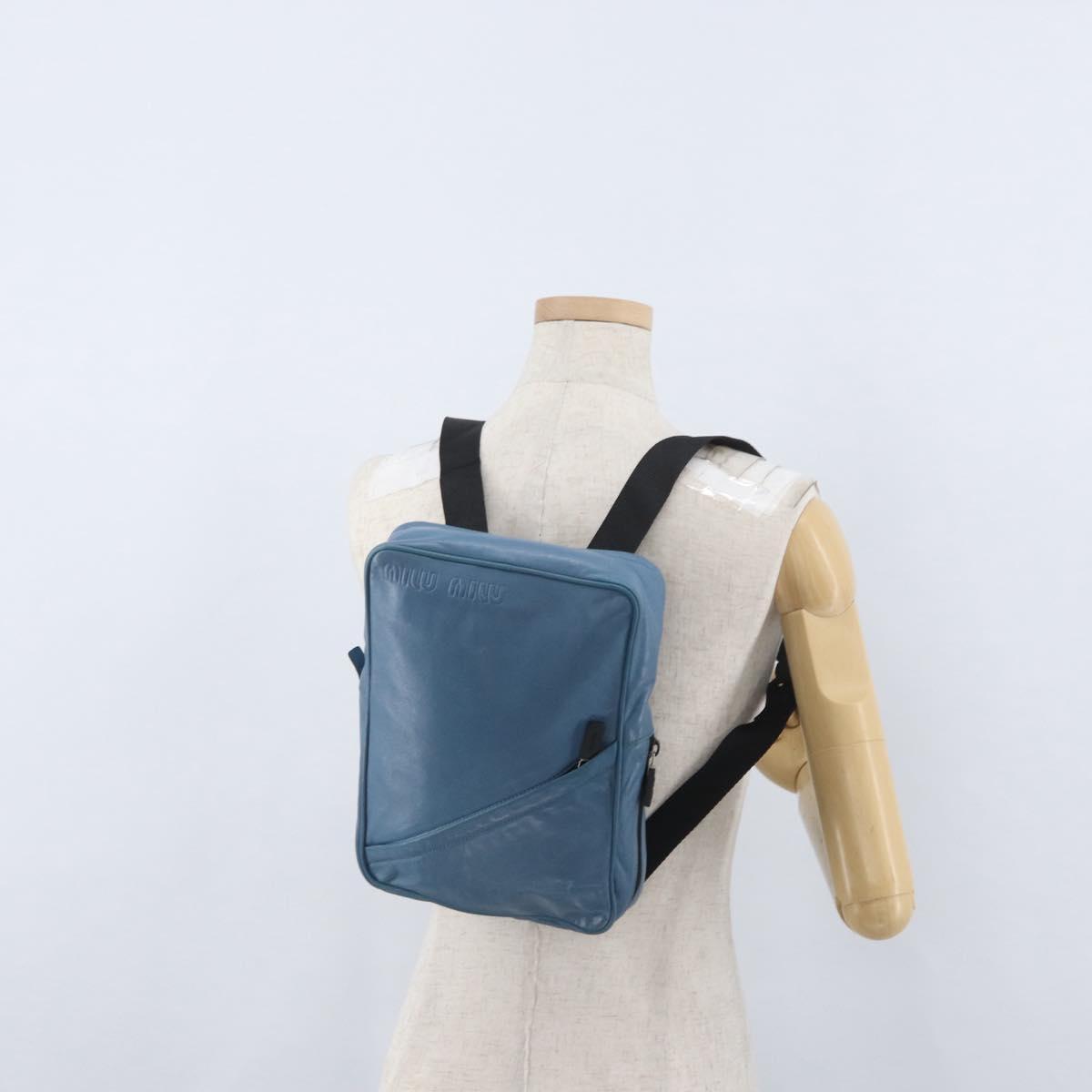 Miu Miu Shoulder Bag Leather Light Blue Auth bs33816