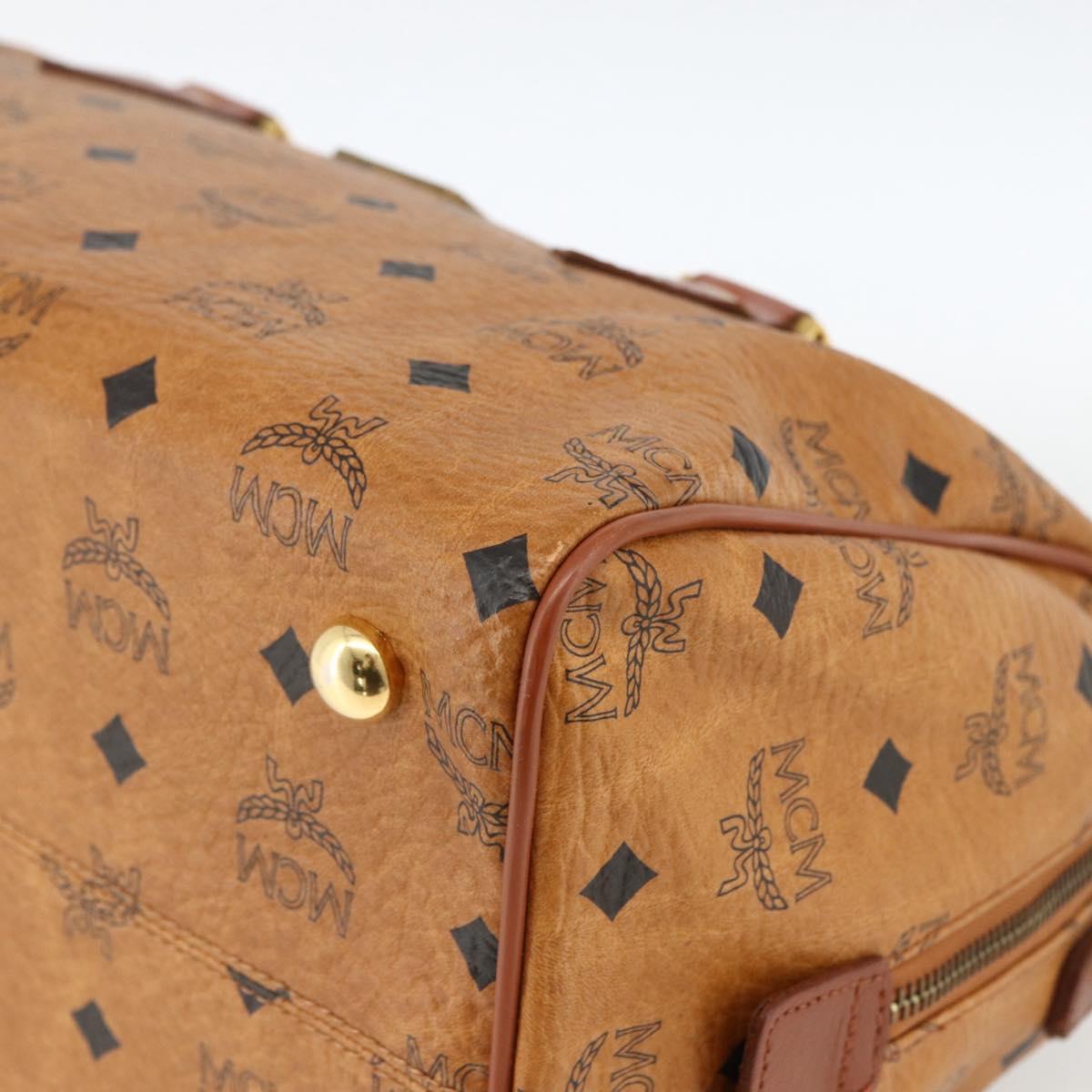 MCM Vicetos Logogram Hand Bag PVC Leather Brown Gold Auth bs33817