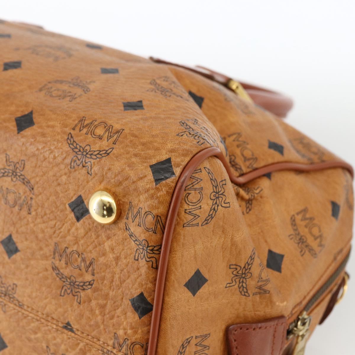 MCM Vicetos Logogram Hand Bag PVC Leather Brown Gold Auth bs33817