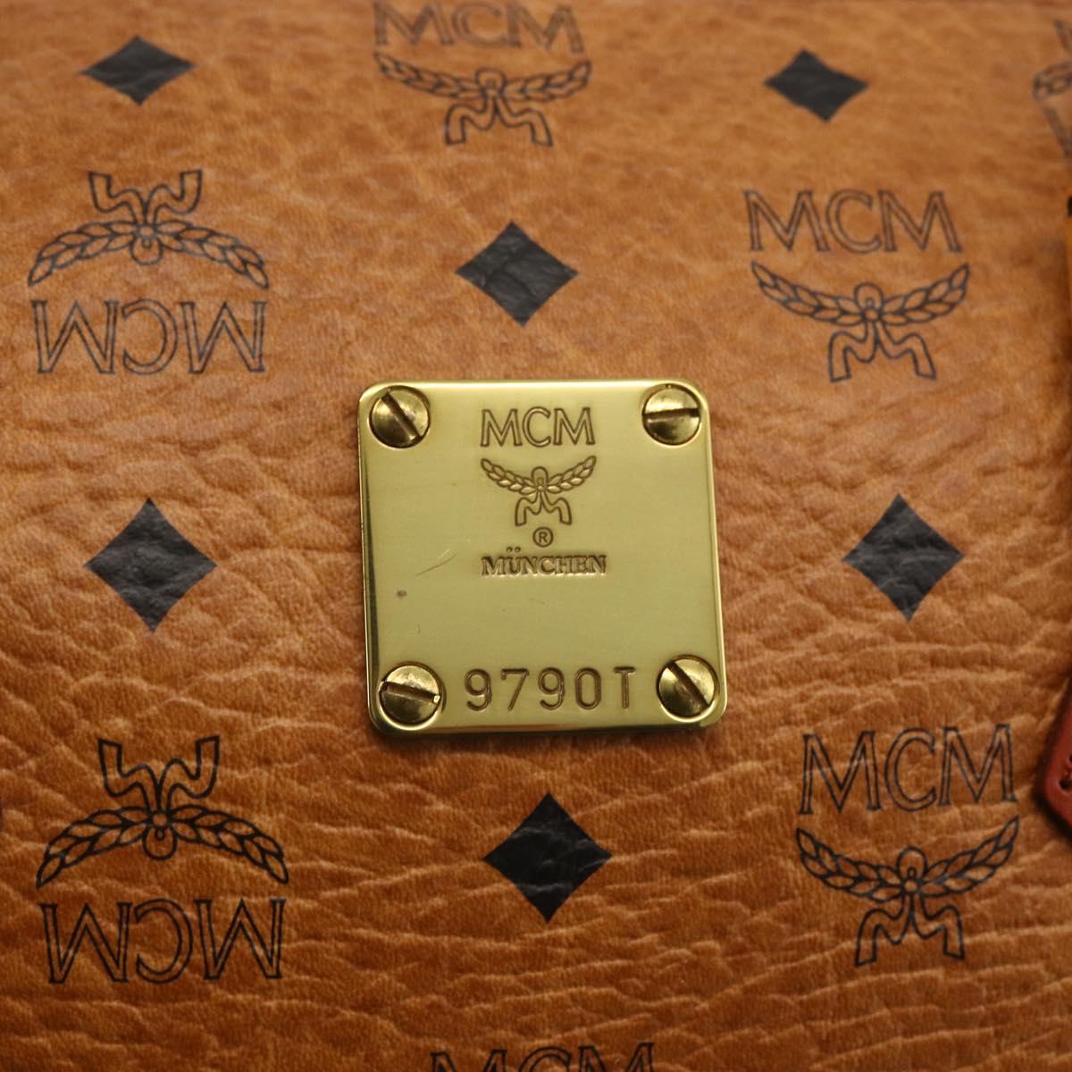 MCM Vicetos Logogram Hand Bag PVC Leather Brown Gold Auth bs33817