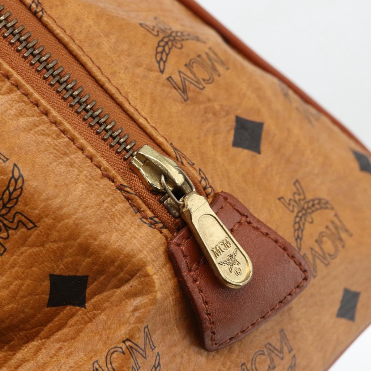 MCM Vicetos Logogram Hand Bag PVC Leather Brown Gold Auth bs33817