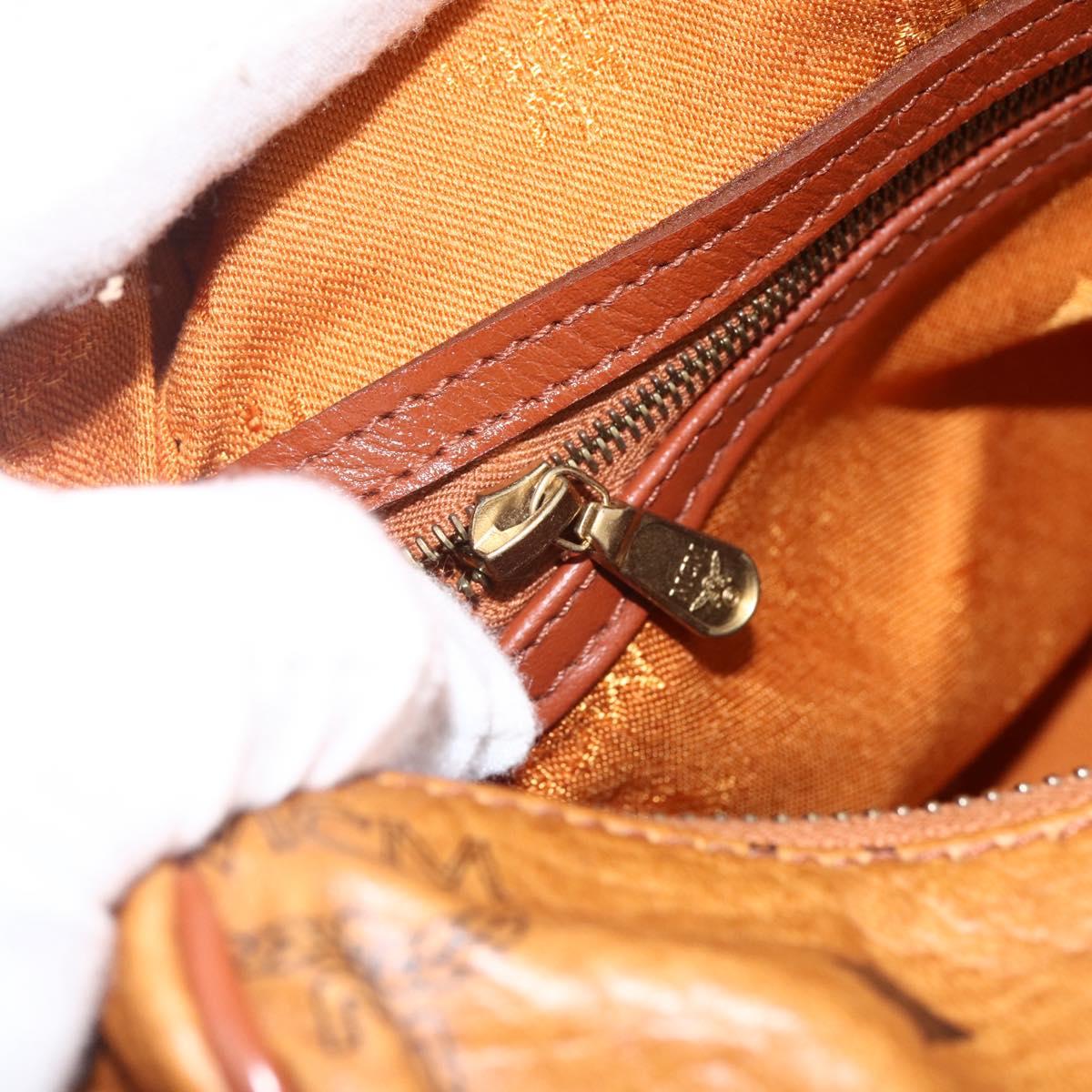 MCM Vicetos Logogram Hand Bag PVC Leather Brown Gold Auth bs33817
