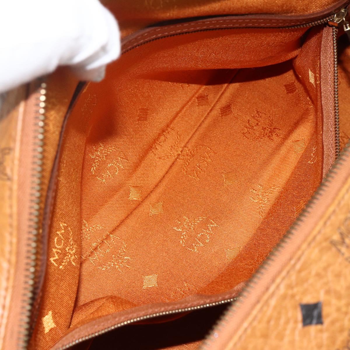 MCM Vicetos Logogram Hand Bag PVC Leather Brown Gold Auth bs33817
