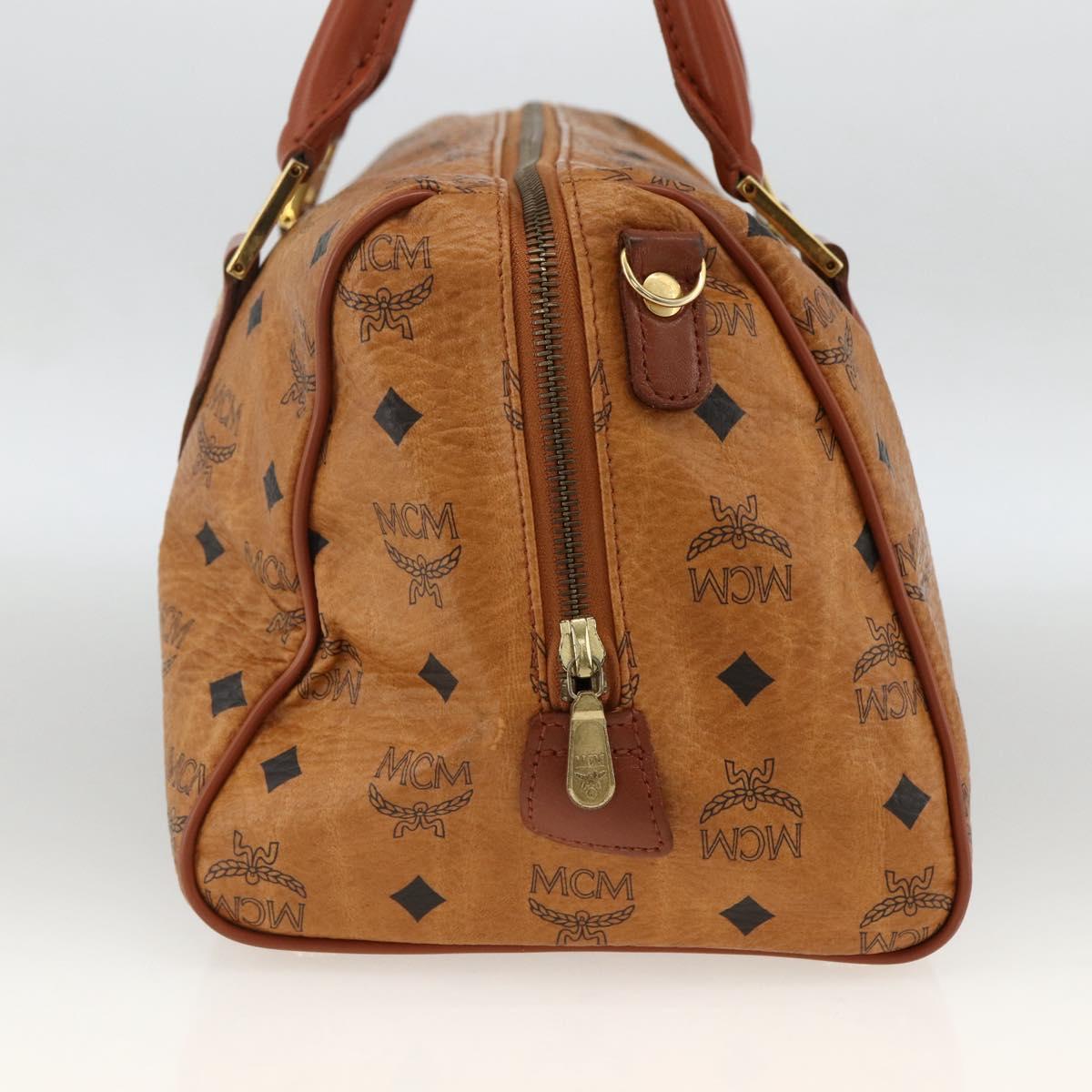 MCM Vicetos Logogram Hand Bag PVC Leather Brown Gold Auth bs33817