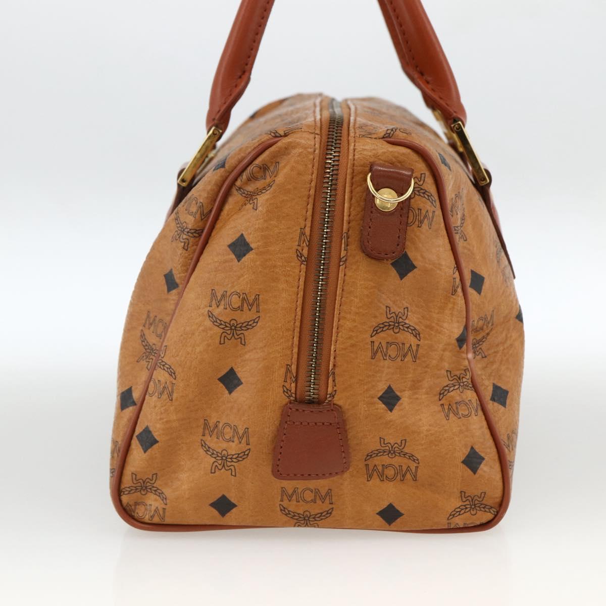 MCM Vicetos Logogram Hand Bag PVC Leather Brown Gold Auth bs33817