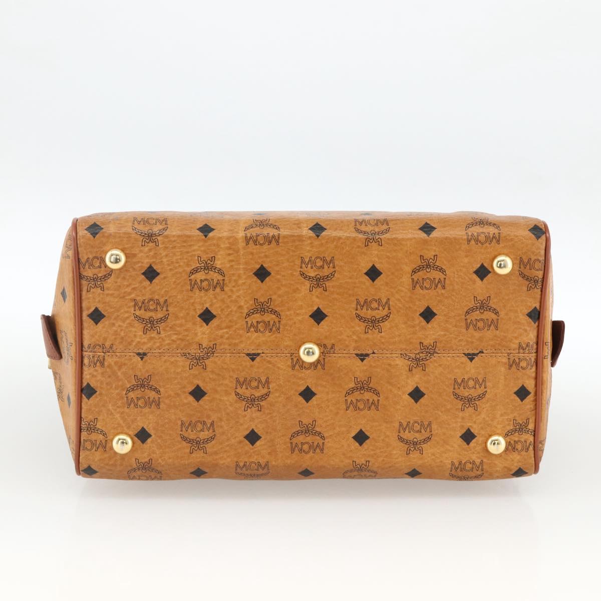 MCM Vicetos Logogram Hand Bag PVC Leather Brown Gold Auth bs33817