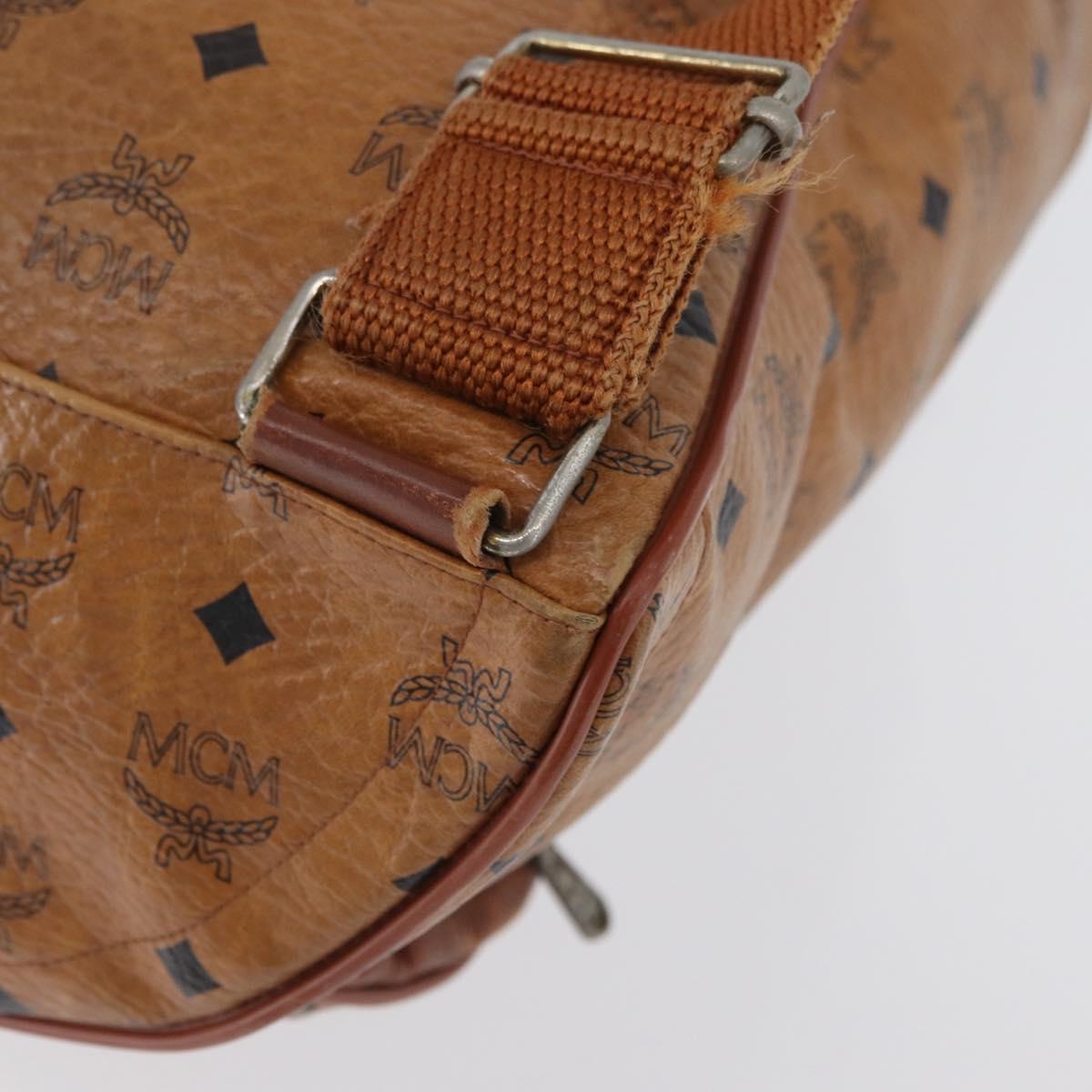 MCM Vicetos Logogram Backpack PVC Leather Brown Gold Auth bs33818