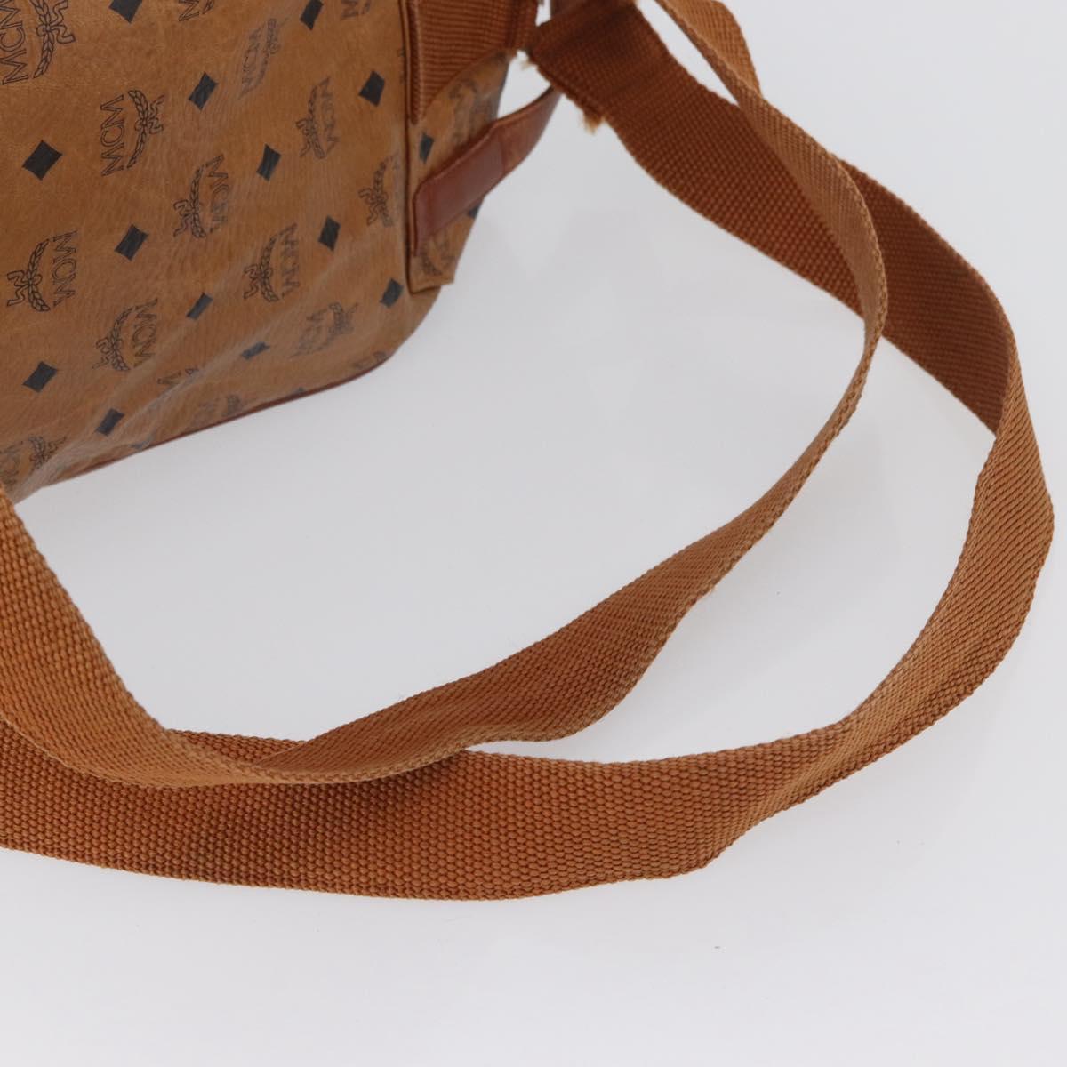 MCM Vicetos Logogram Backpack PVC Leather Brown Gold Auth bs33818