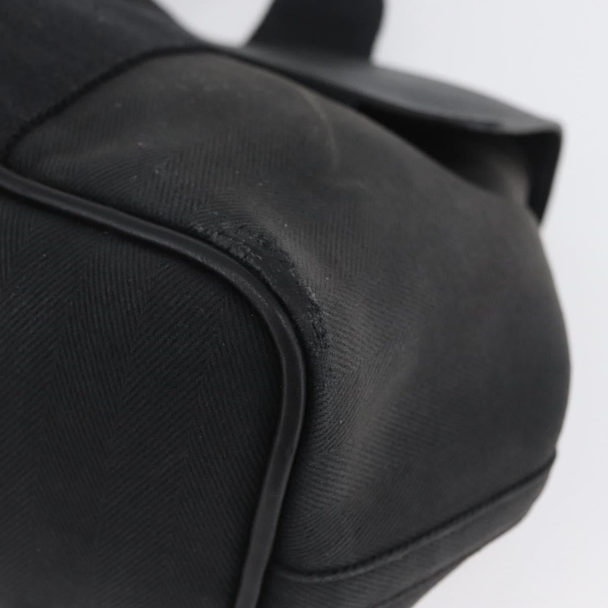 HERMES Valparaiso PM Hand Bag Canvas Leather Black Silver Auth bs33821