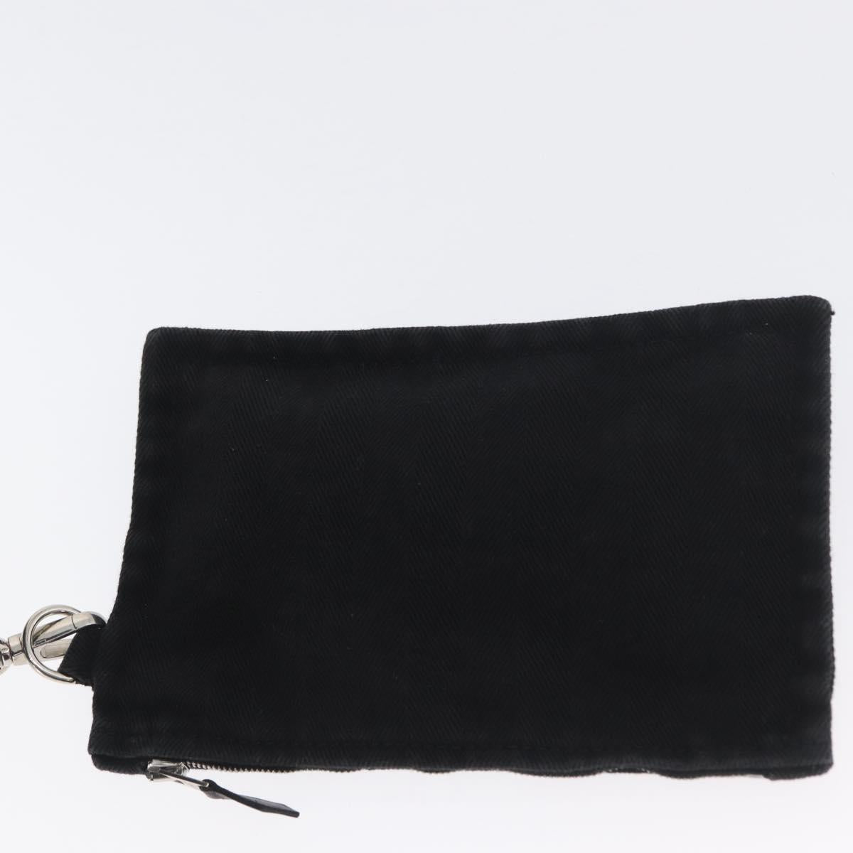 HERMES Valparaiso PM Hand Bag Canvas Leather Black Silver Auth bs33821