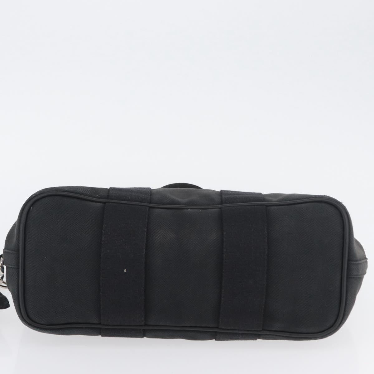 HERMES Valparaiso PM Hand Bag Canvas Leather Black Silver Auth bs33821