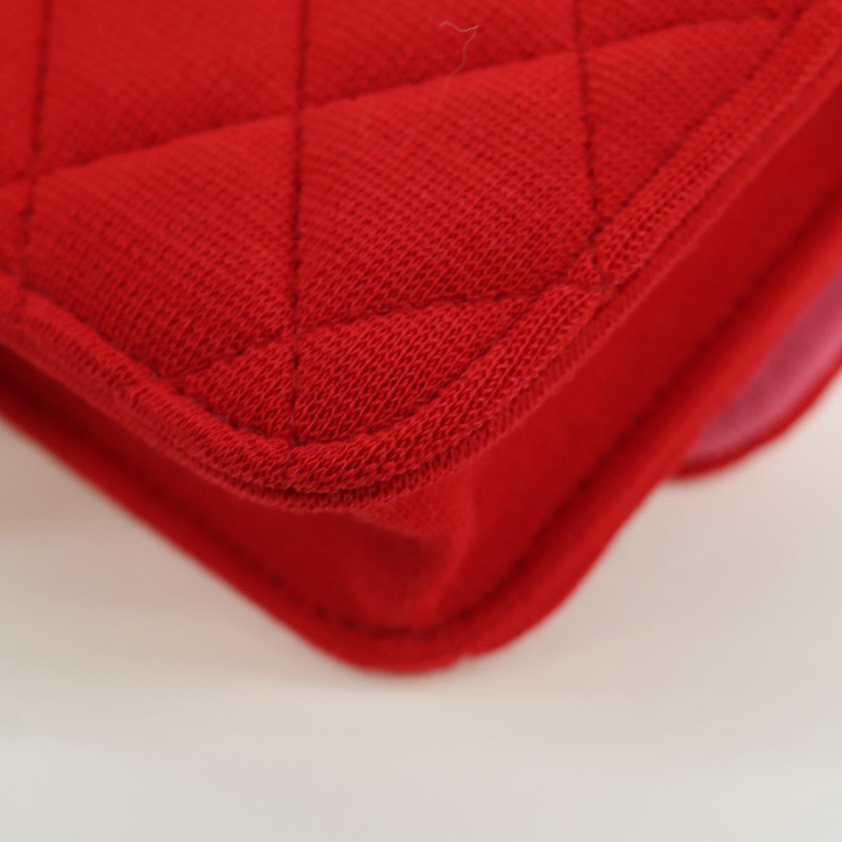 CHANEL Matelasse Chain Shoulder Bag Cotton Red Gold CC Auth bs33822SAM