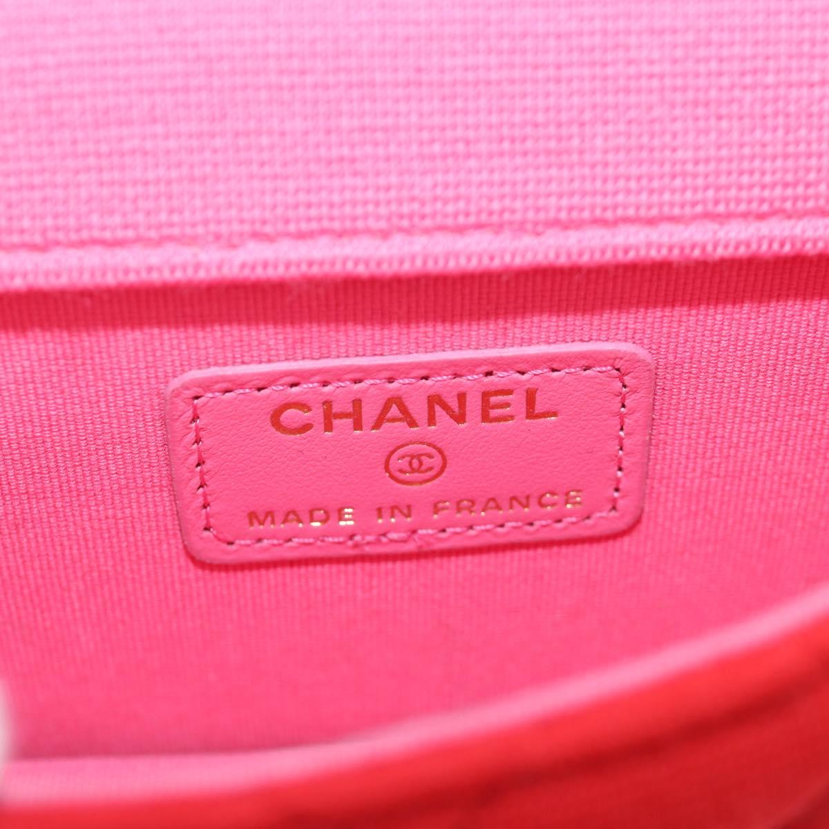 CHANEL Matelasse Chain Shoulder Bag Cotton Red Gold CC Auth bs33822SAM