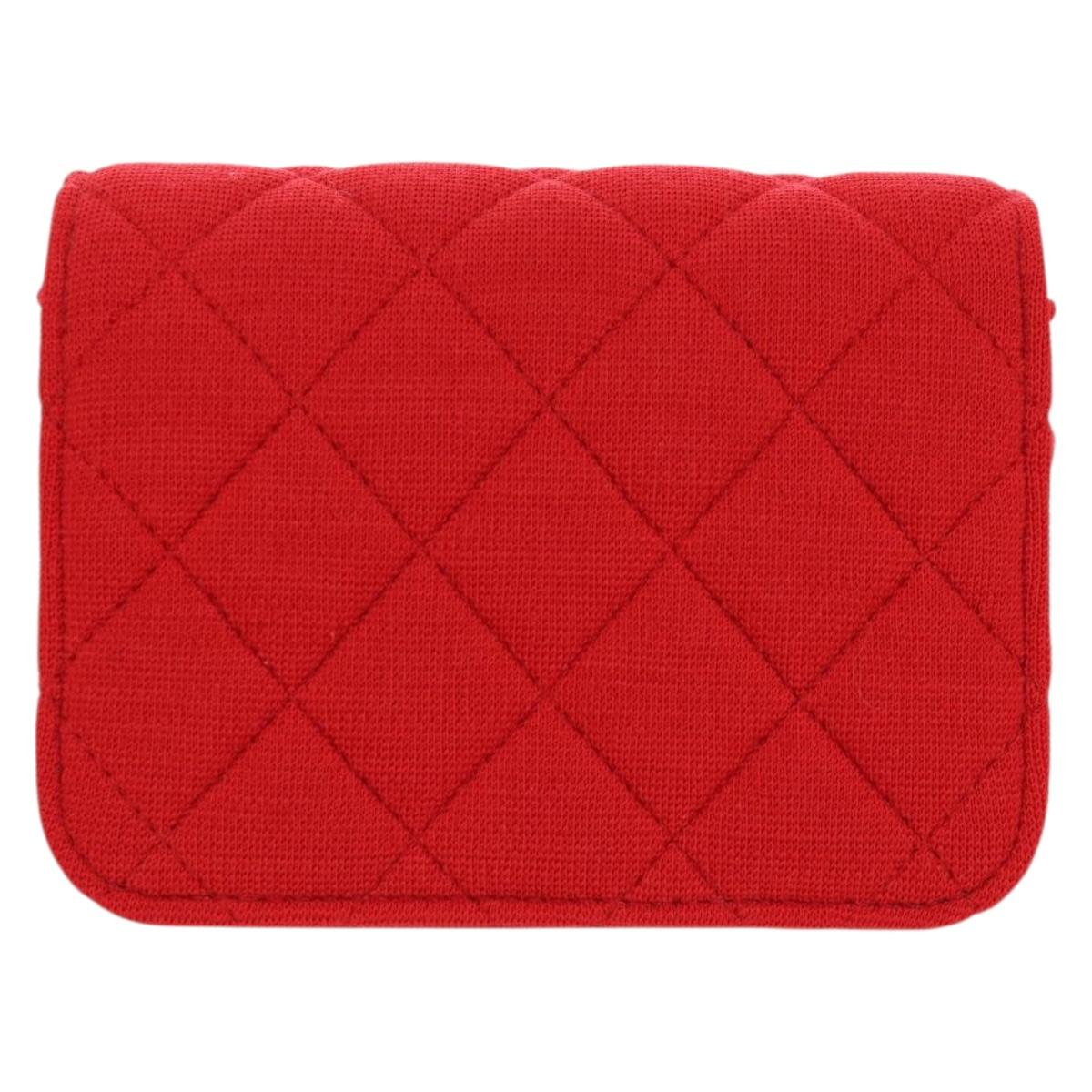 CHANEL Matelasse Chain Shoulder Bag Cotton Red Gold CC Auth bs33822SAM