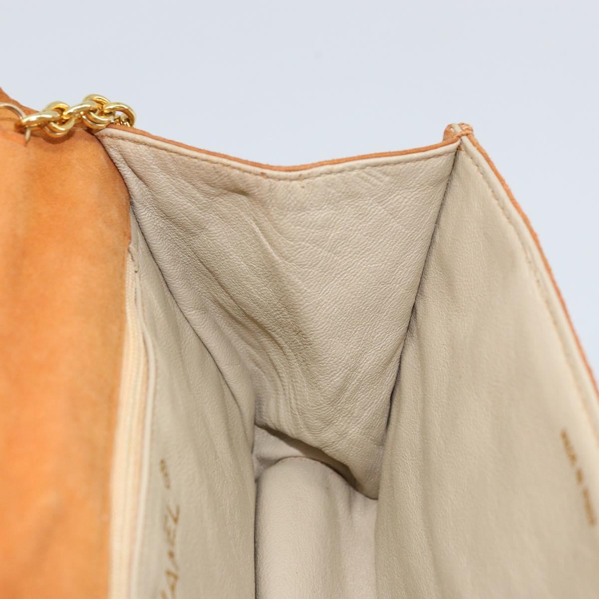 CHANEL Chain Shoulder Bag Suede Brown Gold CC Auth bs33823