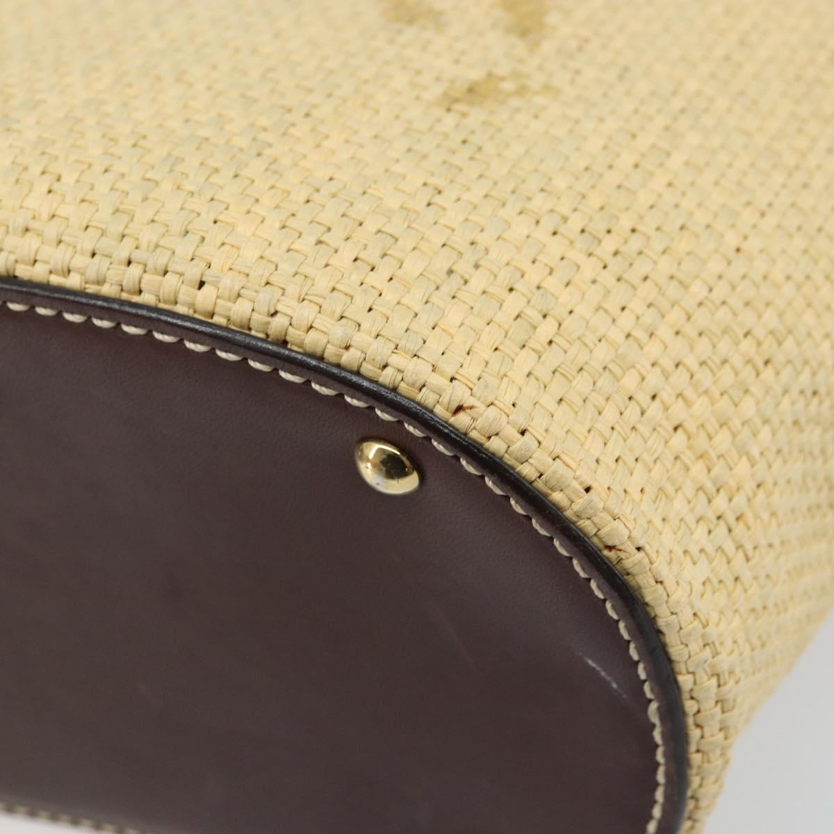 CHANEL Hand Bag Straw Beige CC Auth bs33825