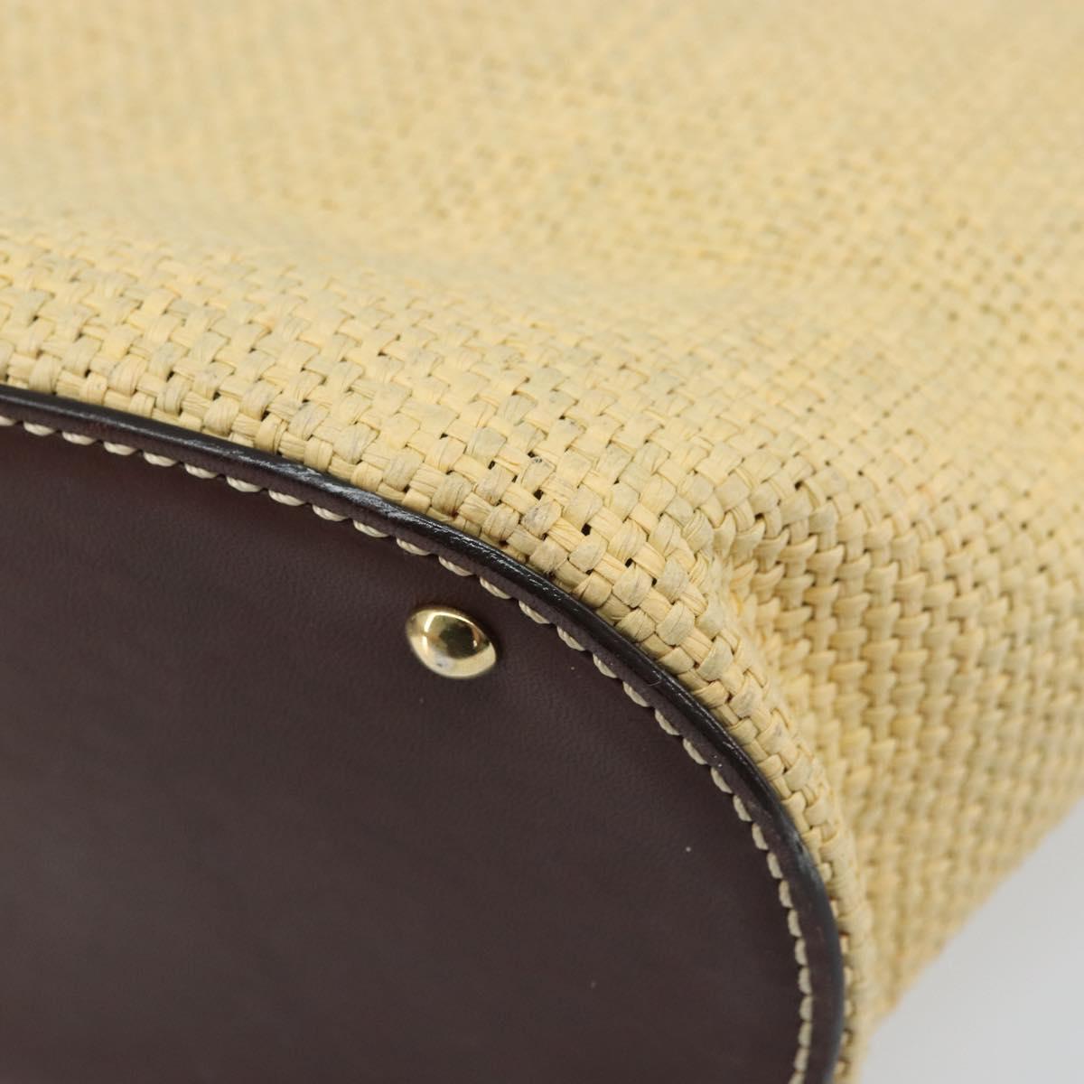 CHANEL Hand Bag Straw Beige CC Auth bs33825