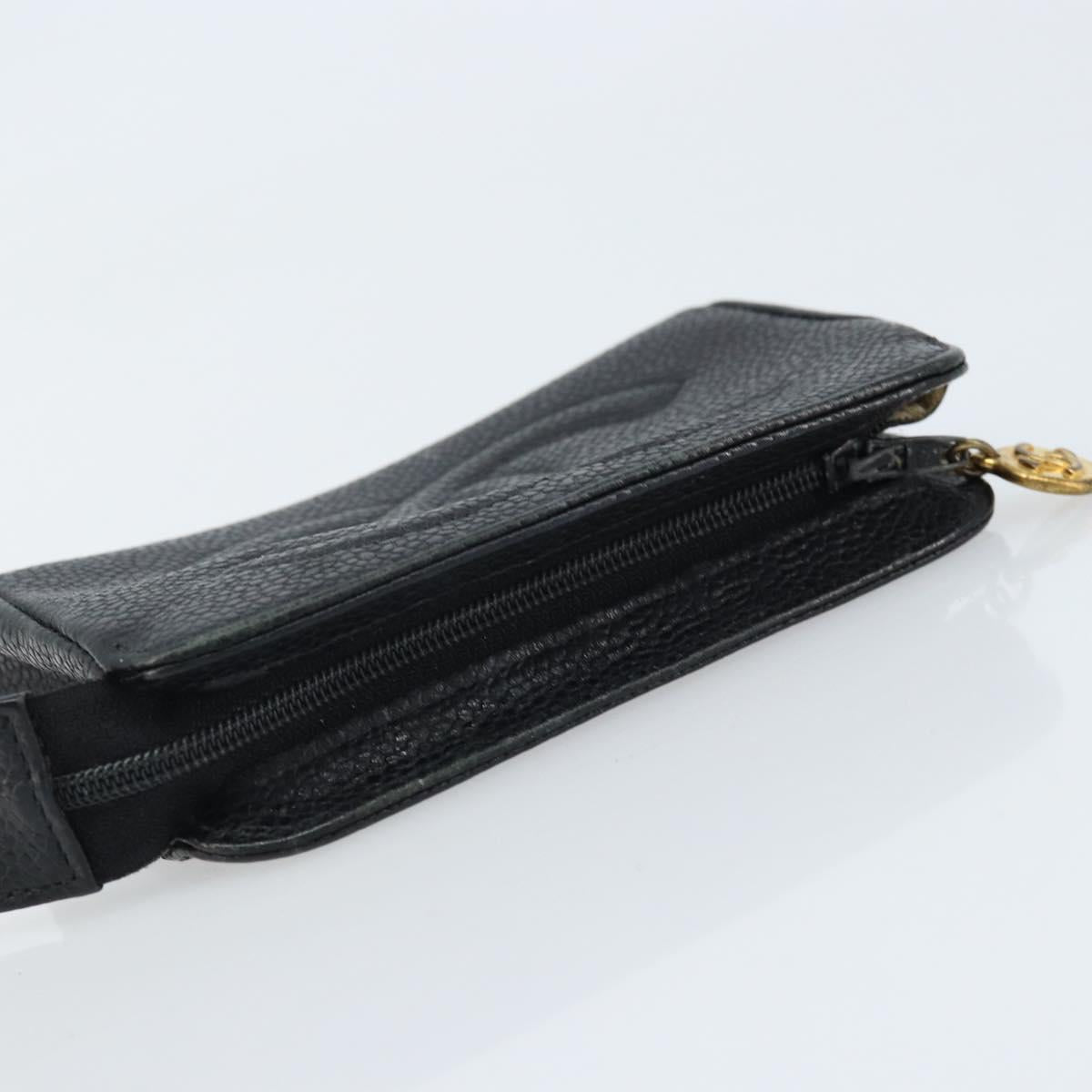 CHANEL Pouch Caviar Skin Black Gold CC Auth bs33828