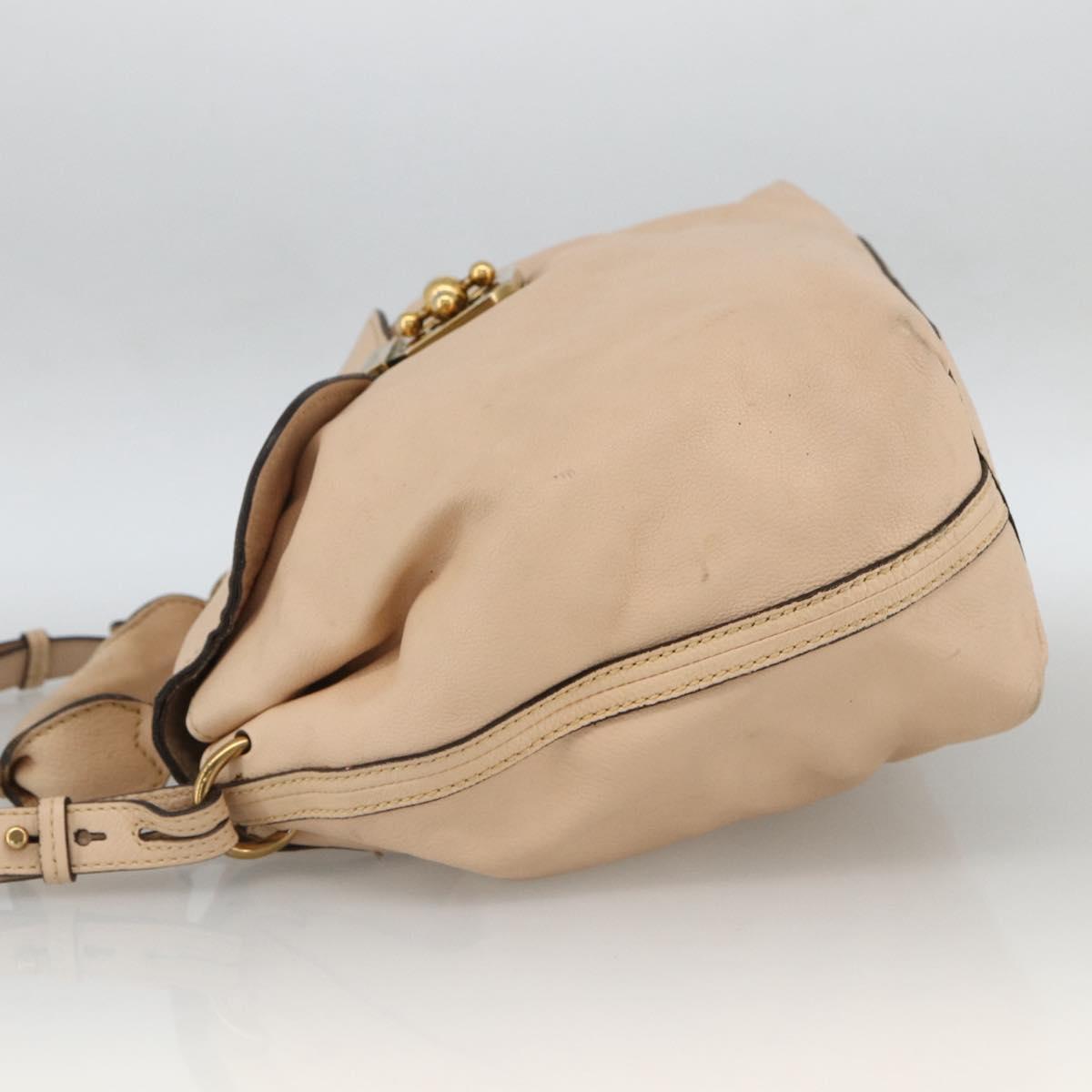 Chloe Elsie Hand Bag Leather 2way Beige Gold Auth bs33833