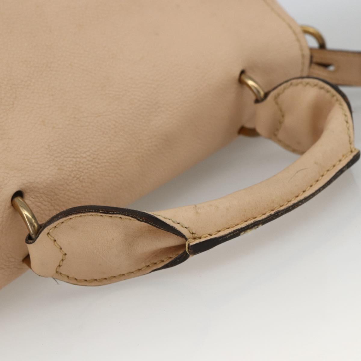 Chloe Elsie Hand Bag Leather 2way Beige Gold Auth bs33833