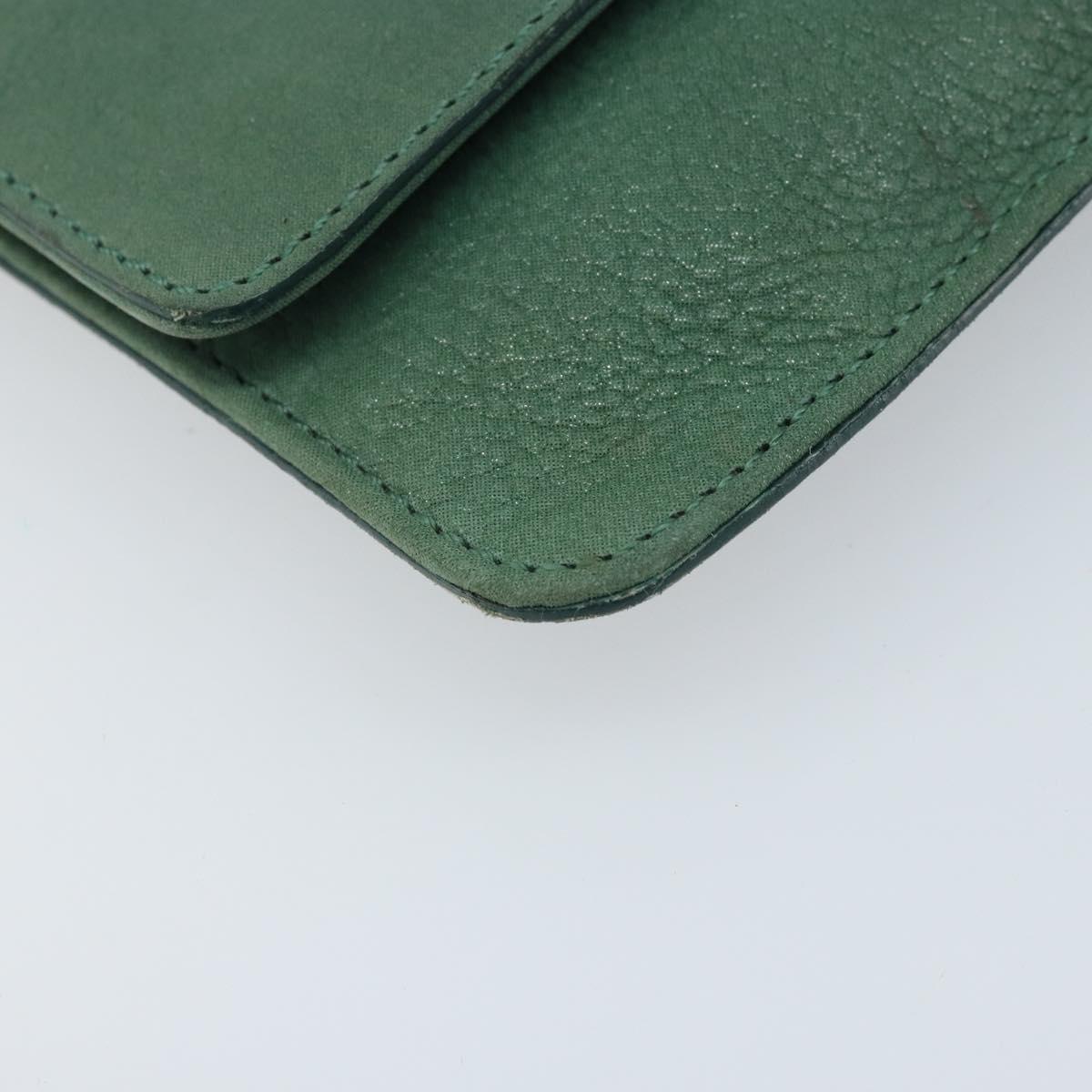 FENDI Chain Shoulder Bag Leather Green Gold Auth bs33834